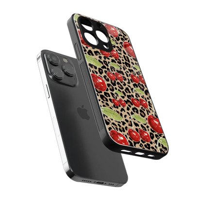 Wild Cherries sleek iphone 15 pro max cover with tempered glass back and TPU edges