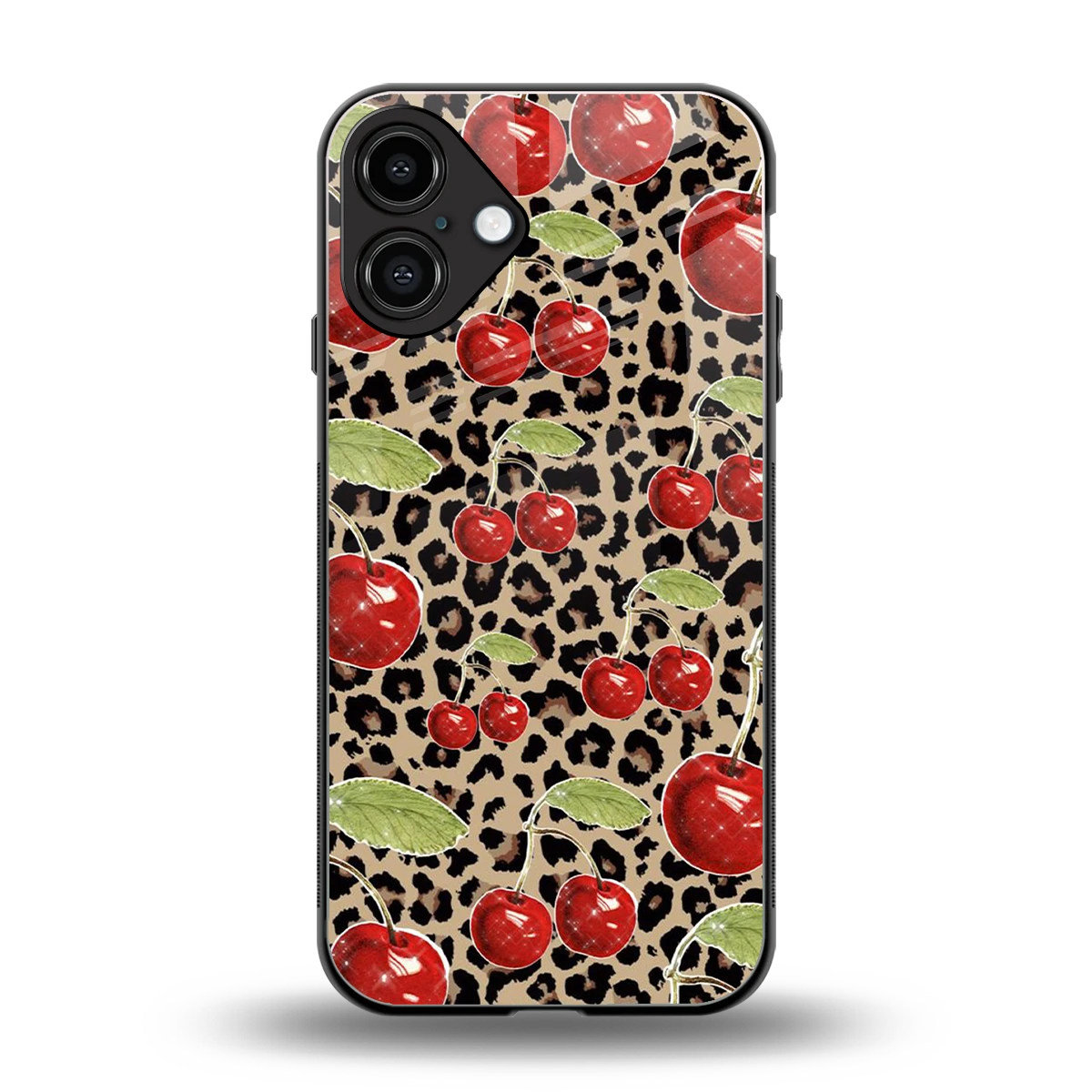 Wild Cherries back phone cover | glass case for iphone 16 plus