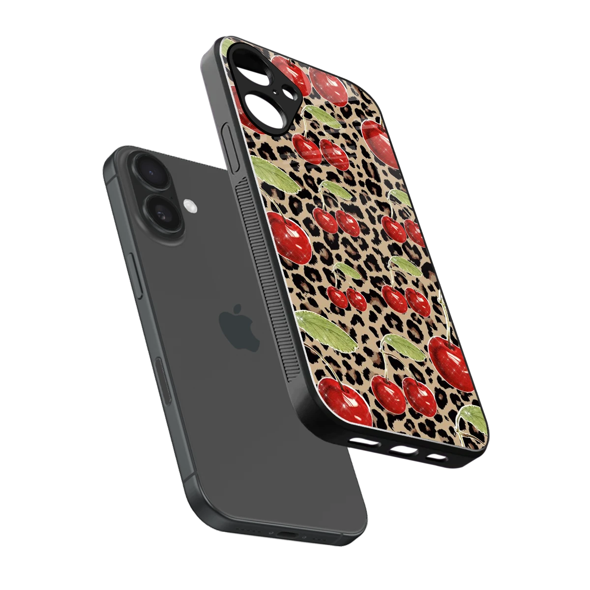 Wild Cherries sleek iphone 16 plus cover with tempered glass back and TPU edges