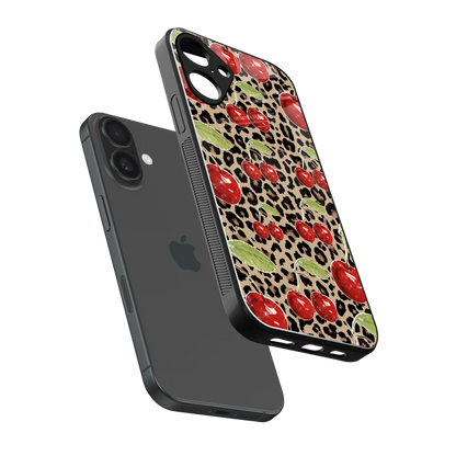 Wild Cherries sleek iphone 16 plus cover with tempered glass back and TPU edges