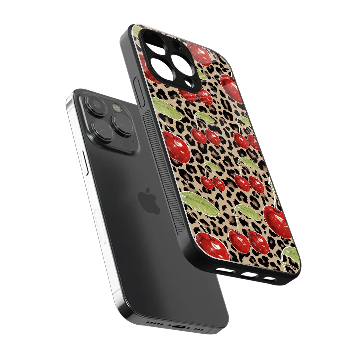 Wild Cherries sleek iphone 16 pro max cover with tempered glass back and TPU edges