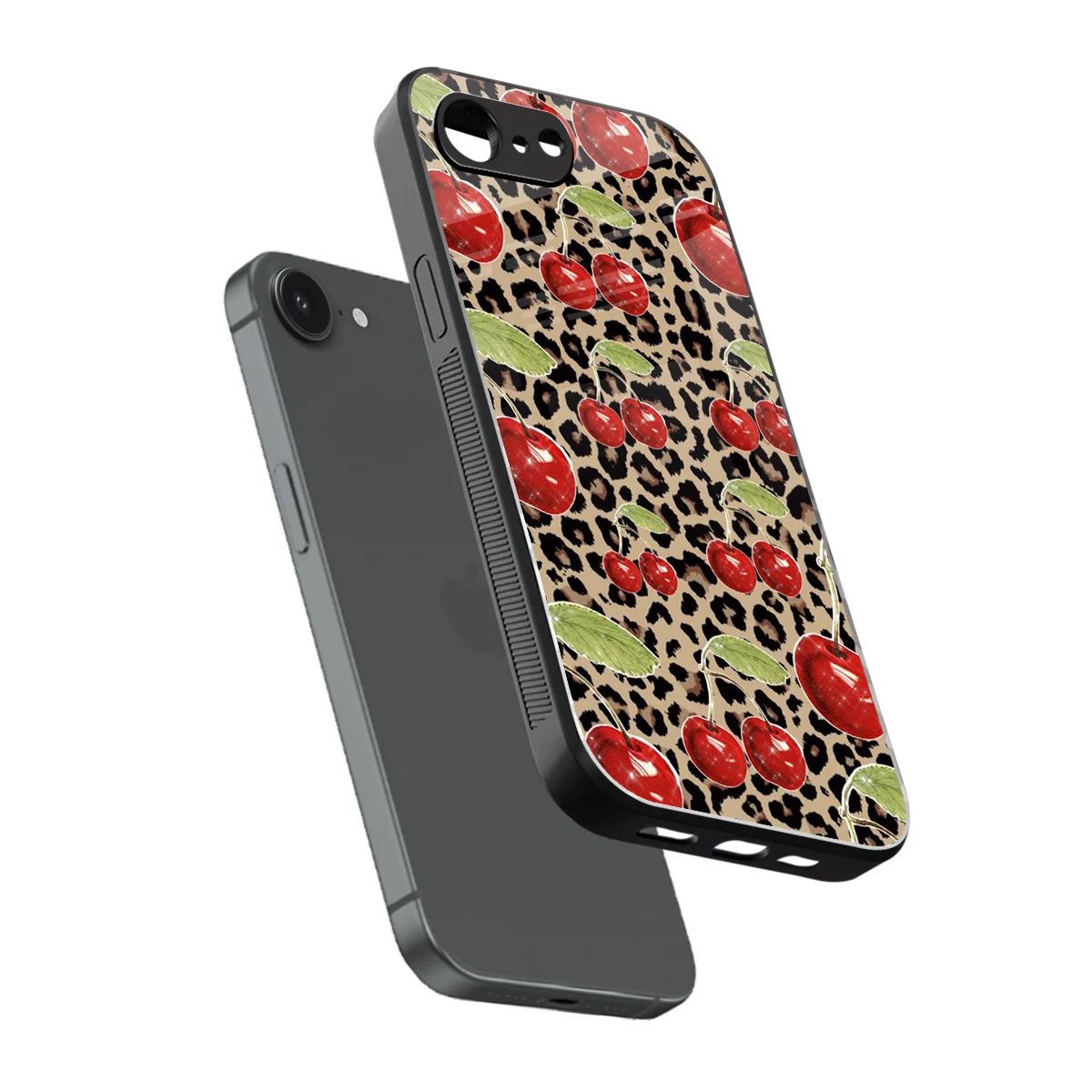 Wild Cherries sleek iphone 16e cover with tempered glass back and TPU edges