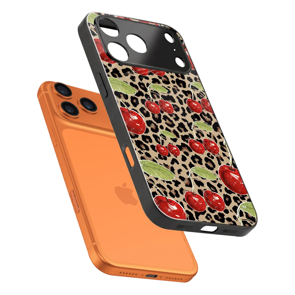 Wild Cherries sleek iphone 17 pro max cover with tempered glass back and TPU edges
