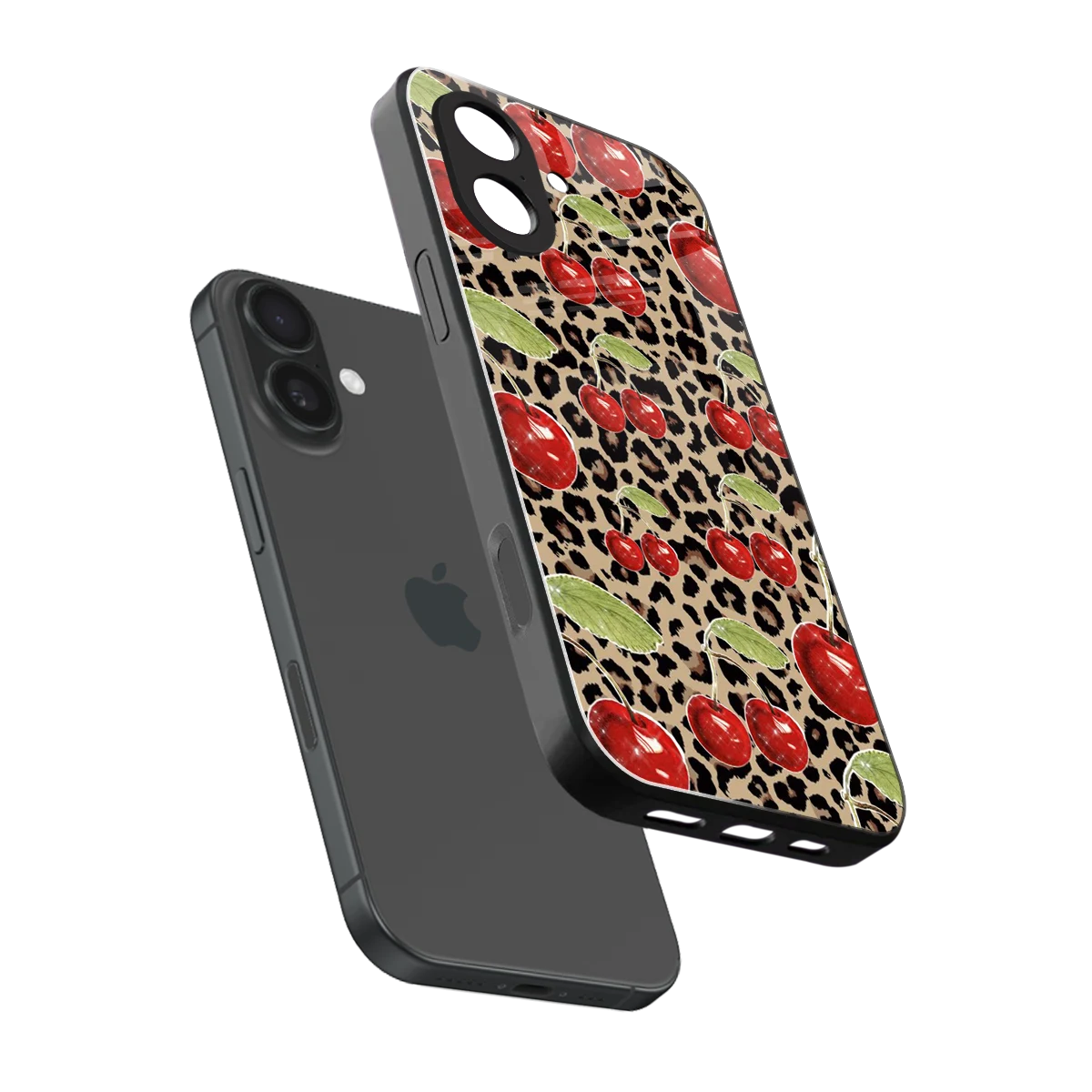 Wild Cherries sleek iphone 17 cover with tempered glass back and TPU edges