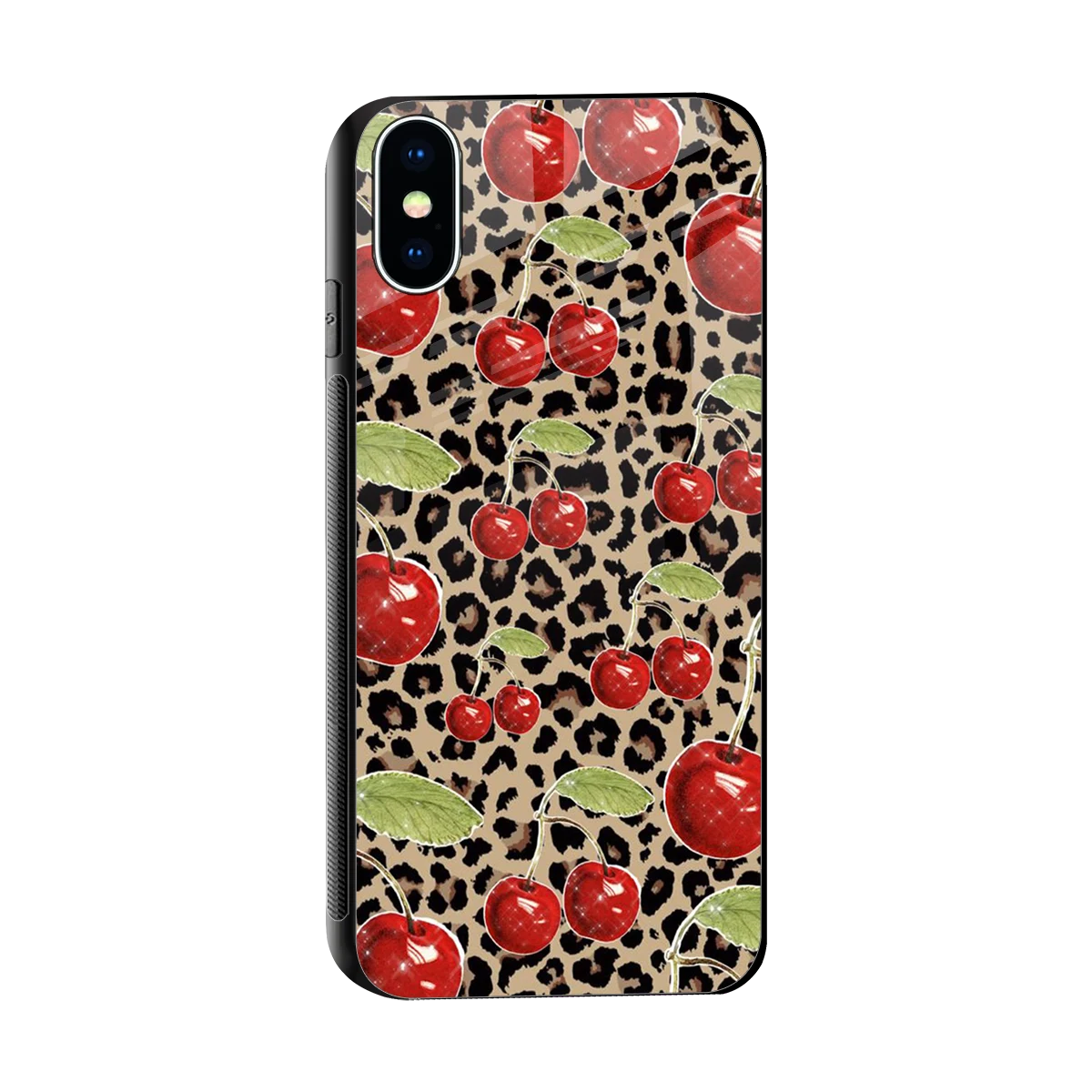 Wild Cherries sleek iphone xs cover with tempered glass back and TPU edges