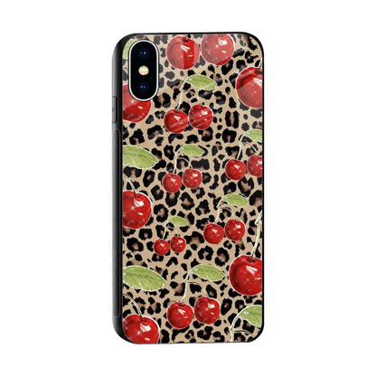 Wild Cherries sleek iphone xs cover with tempered glass back and TPU edges