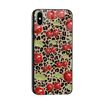 Wild Cherries sleek iphone xs max cover with tempered glass back and TPU edges