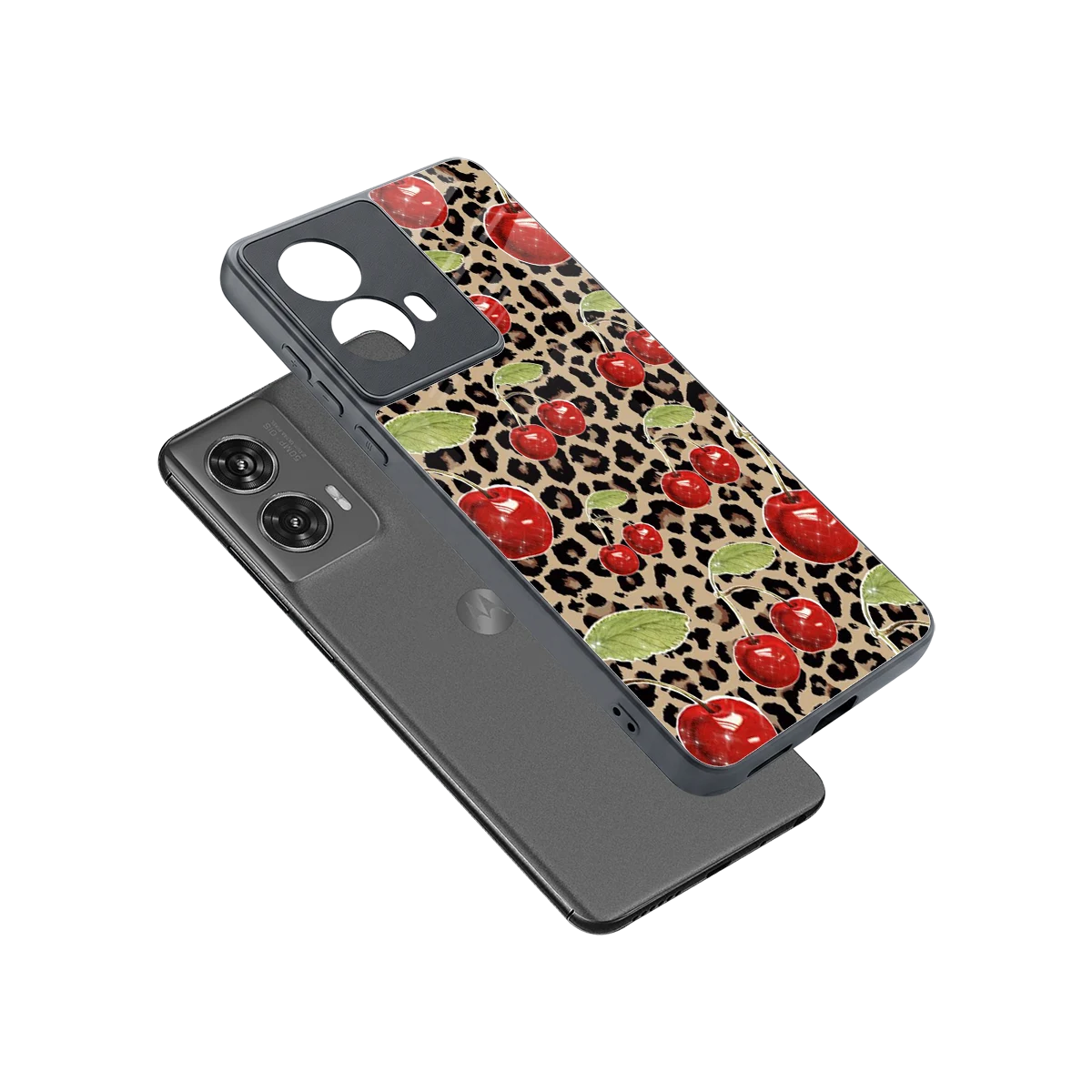 Wild Cherries sleek motorola edge 50 fusion cover with tempered glass back and TPU edges