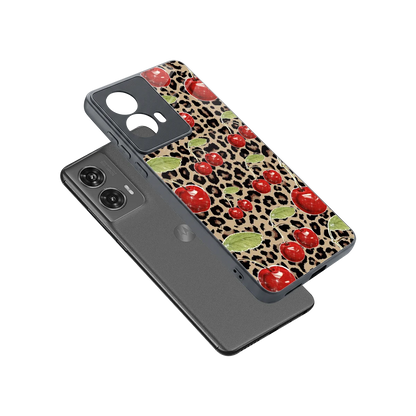 Wild Cherries sleek motorola edge 50 fusion cover with tempered glass back and TPU edges