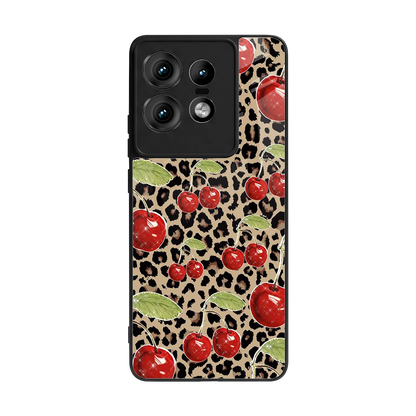 Wild Cherries back phone cover | glass case for motorola edge 50 pro