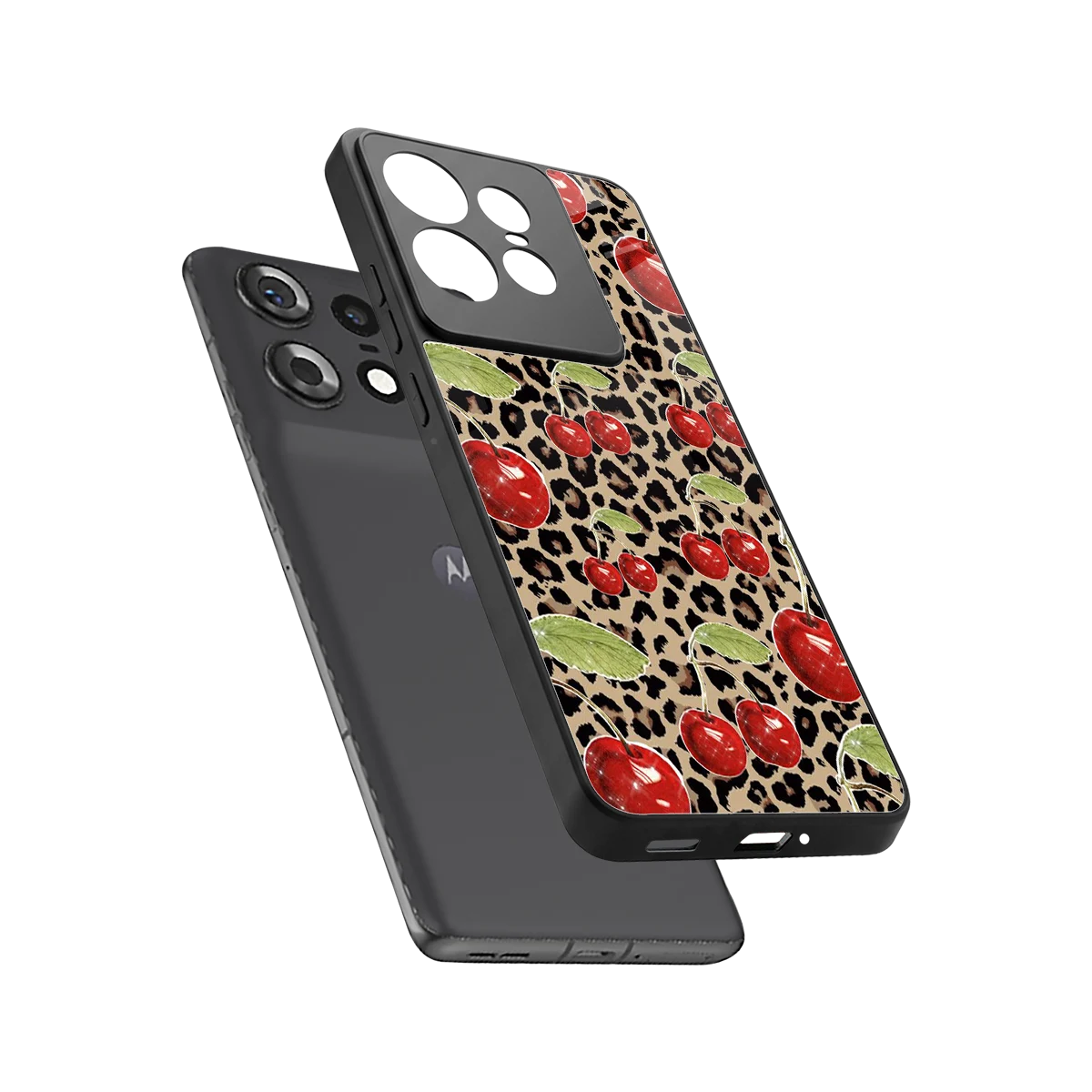 Wild Cherries sleek motorola edge 50 pro cover with tempered glass back and TPU edges
