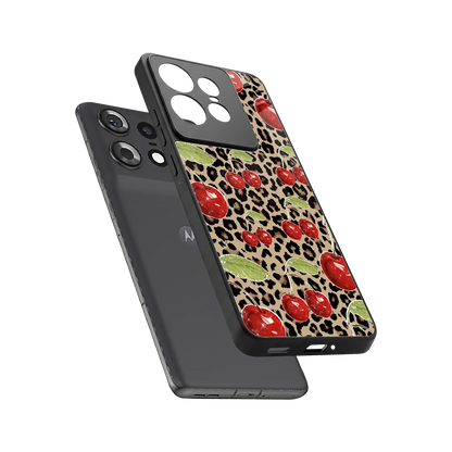 Wild Cherries sleek motorola edge 50 pro cover with tempered glass back and TPU edges
