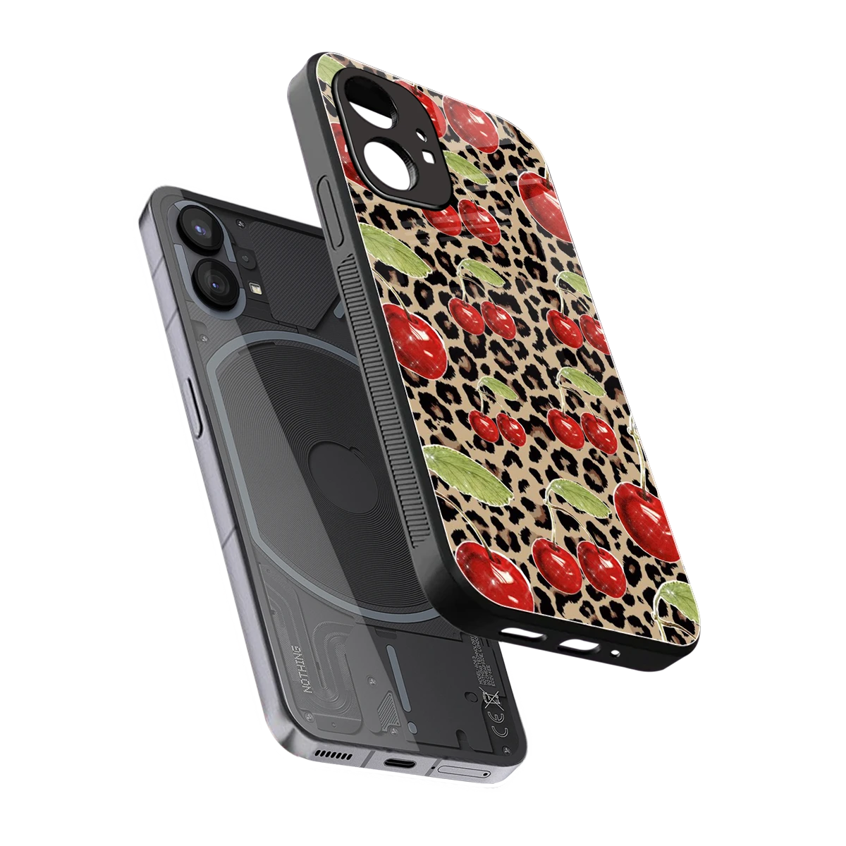 Wild Cherries sleek nothing phone 1 cover with tempered glass back and TPU edges