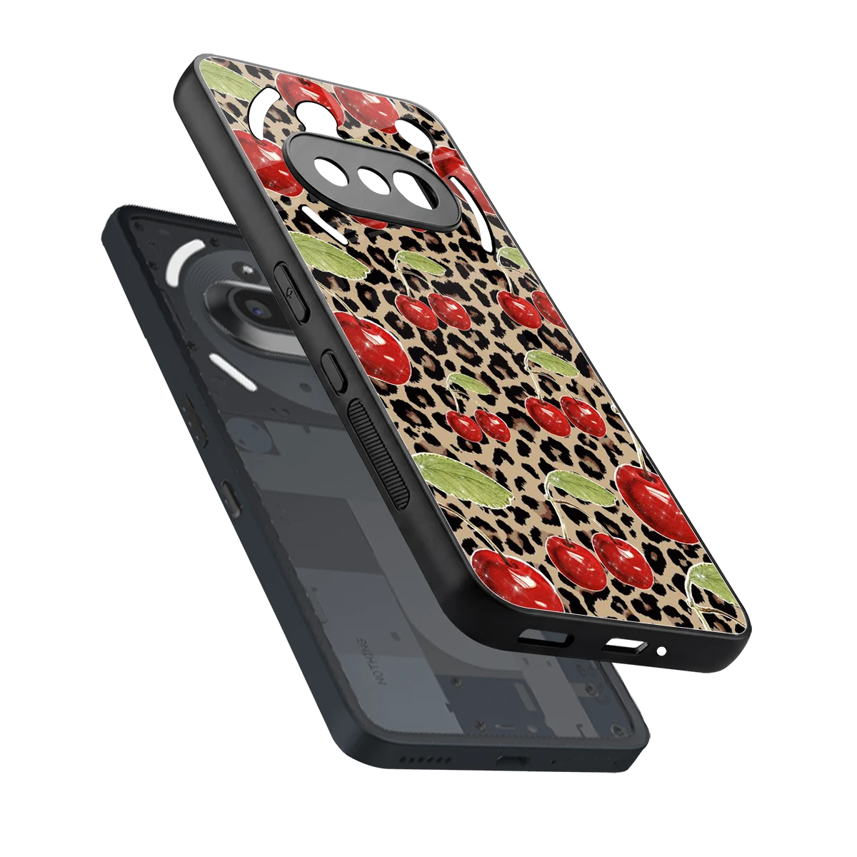 Wild Cherries sleek nothing phone 3a cover with tempered glass back and TPU edges