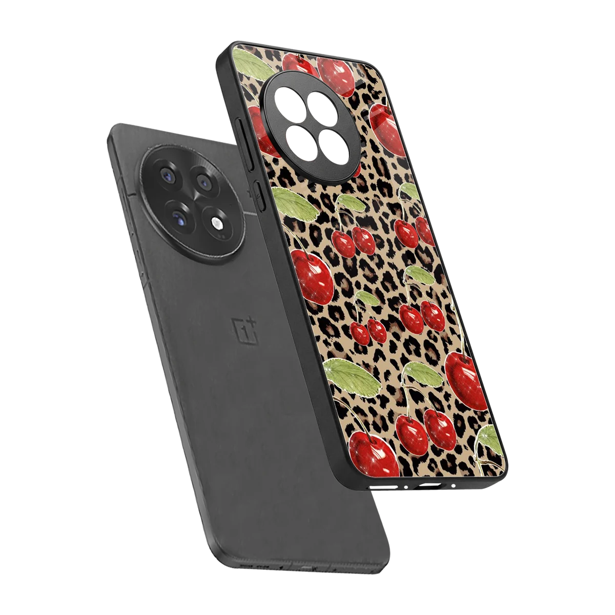 Wild Cherries sleek oneplus 13r cover with tempered glass back and TPU edges