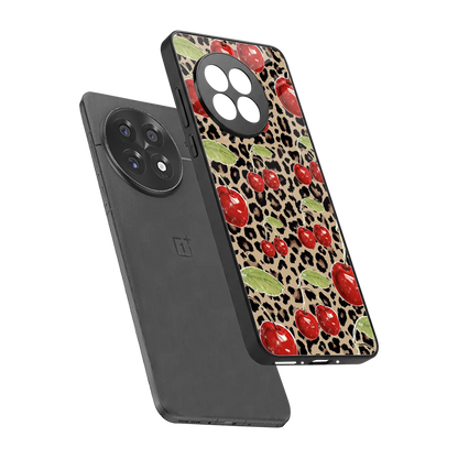 Wild Cherries sleek oneplus 13r cover with tempered glass back and TPU edges