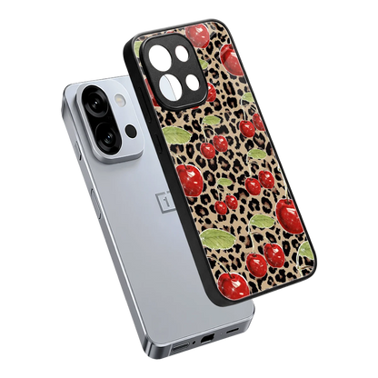 Wild Cherries sleek oneplus 13s cover with tempered glass back and TPU edges