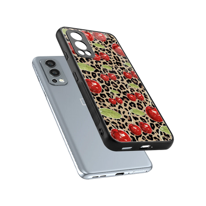 Wild Cherries sleek oneplus nord 2 cover with tempered glass back and TPU edges