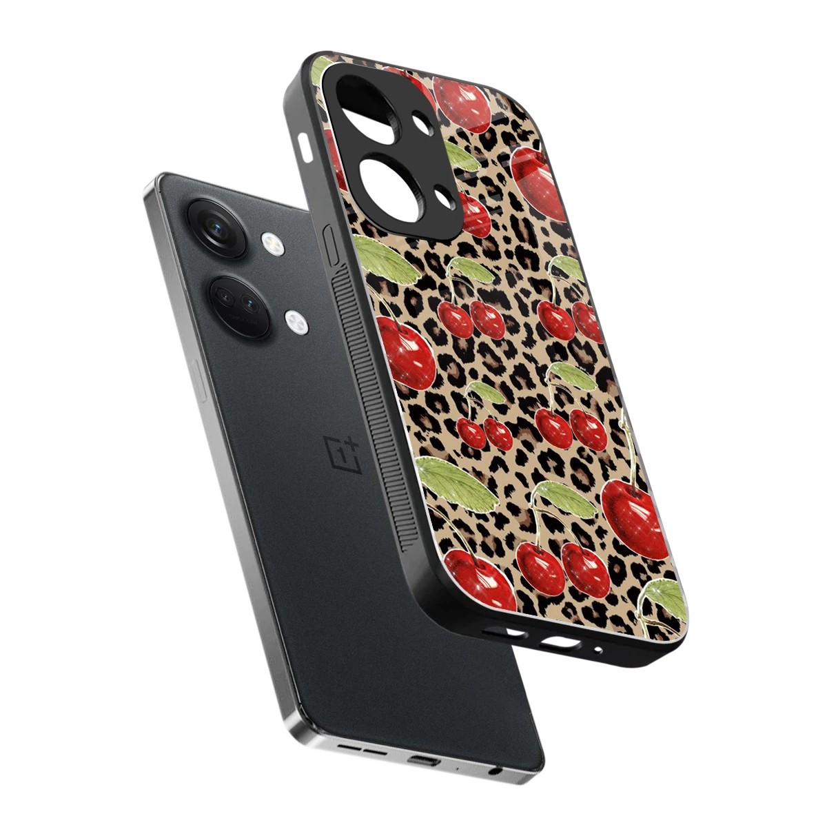 Wild Cherries sleek oneplus nord 3 cover with tempered glass back and TPU edges