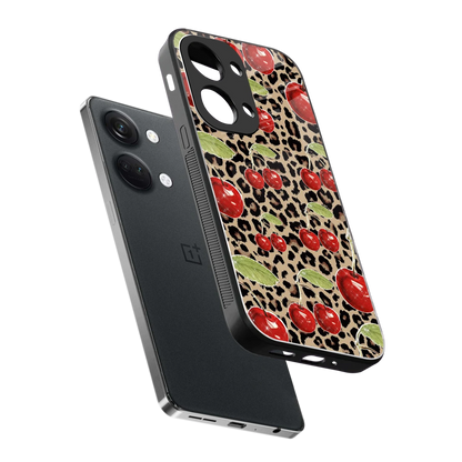 Wild Cherries sleek oneplus nord 3 cover with tempered glass back and TPU edges