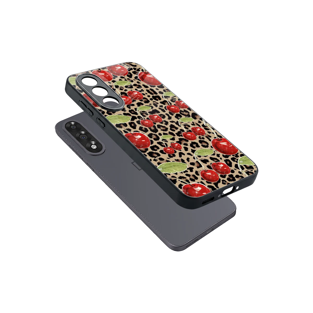 Wild Cherries sleek oneplus nord 5 cover with tempered glass back and TPU edges