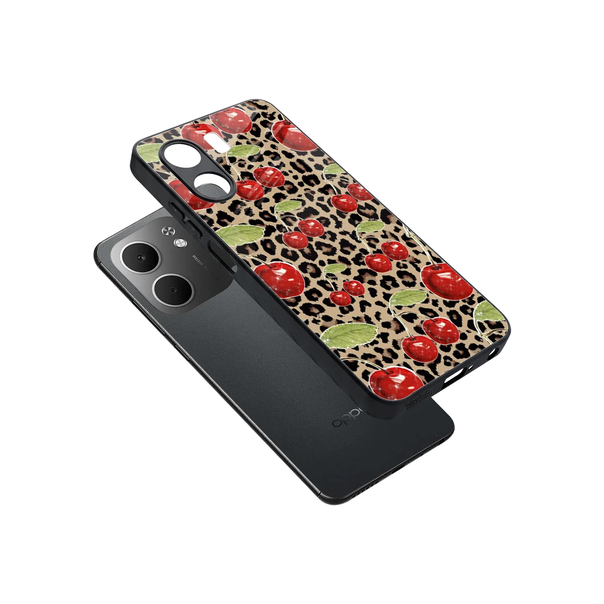Wild Cherries sleek oppo a5x 5g cover with tempered glass back and TPU edges