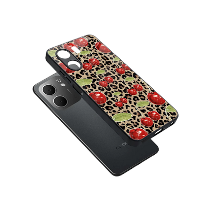 Wild Cherries sleek oppo a5x 5g cover with tempered glass back and TPU edges