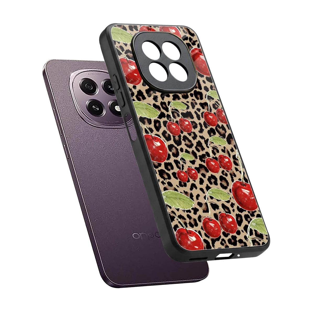 Wild Cherries sleek oppo f29 5g cover with tempered glass back and TPU edges