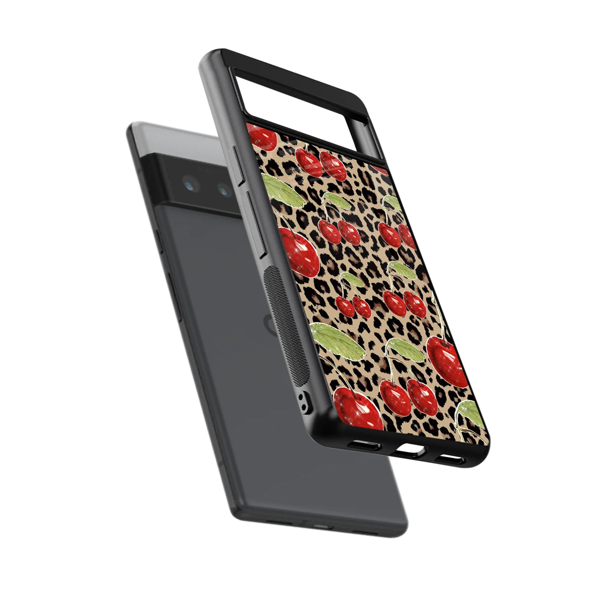 Wild Cherries sleek google pixel 6 pro cover with tempered glass back and TPU edges