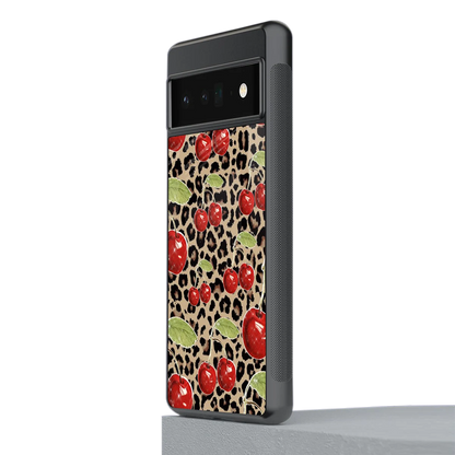 Wild Cherries stylish phone case for google pixel 6 pro | glossy glass and slim fit