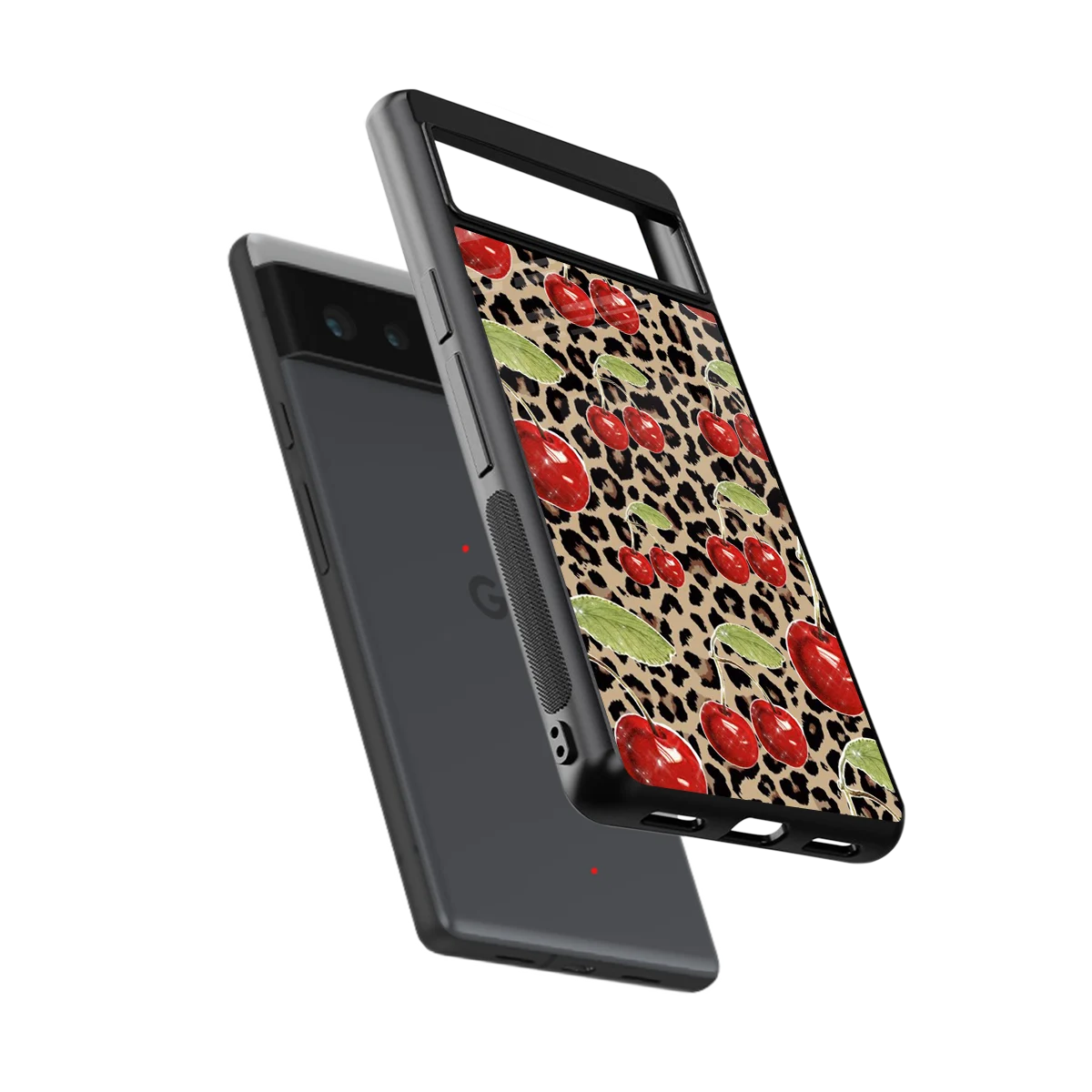 Wild Cherries sleek google pixel 6 cover with tempered glass back and TPU edges