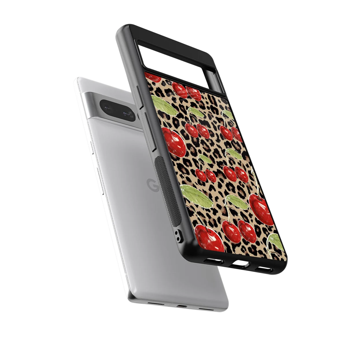Wild Cherries sleek google pixel 7 pro cover with tempered glass back and TPU edges