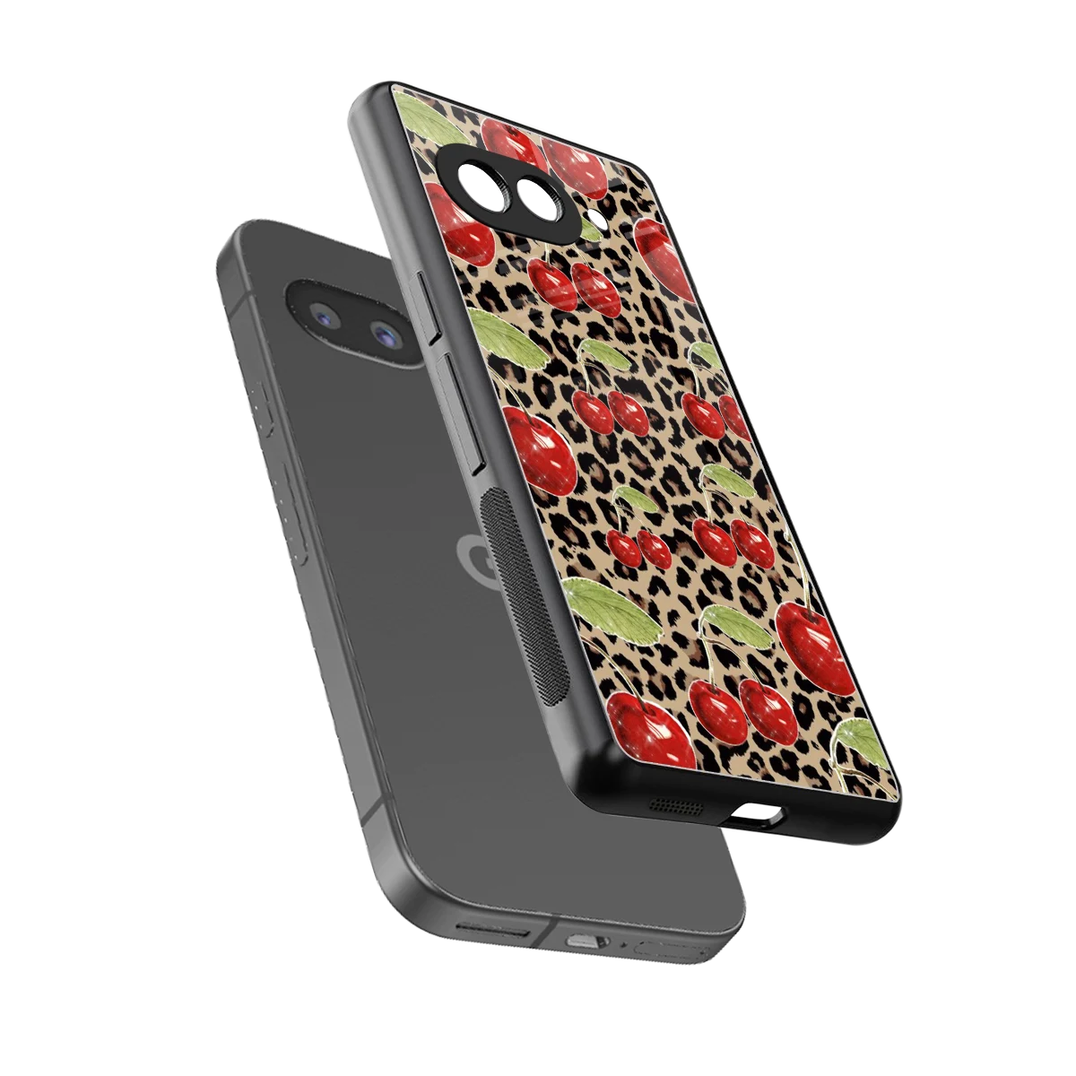 Wild Cherries sleek google pixel 10a cover with tempered glass back and TPU edges