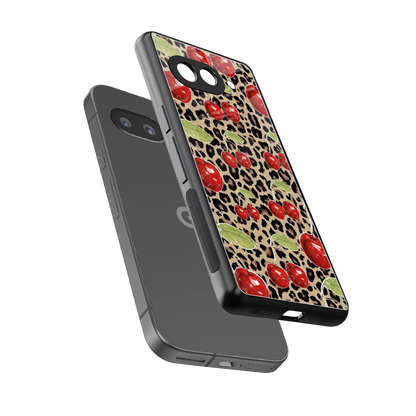 Wild Cherries sleek google pixel 10a cover with tempered glass back and TPU edges