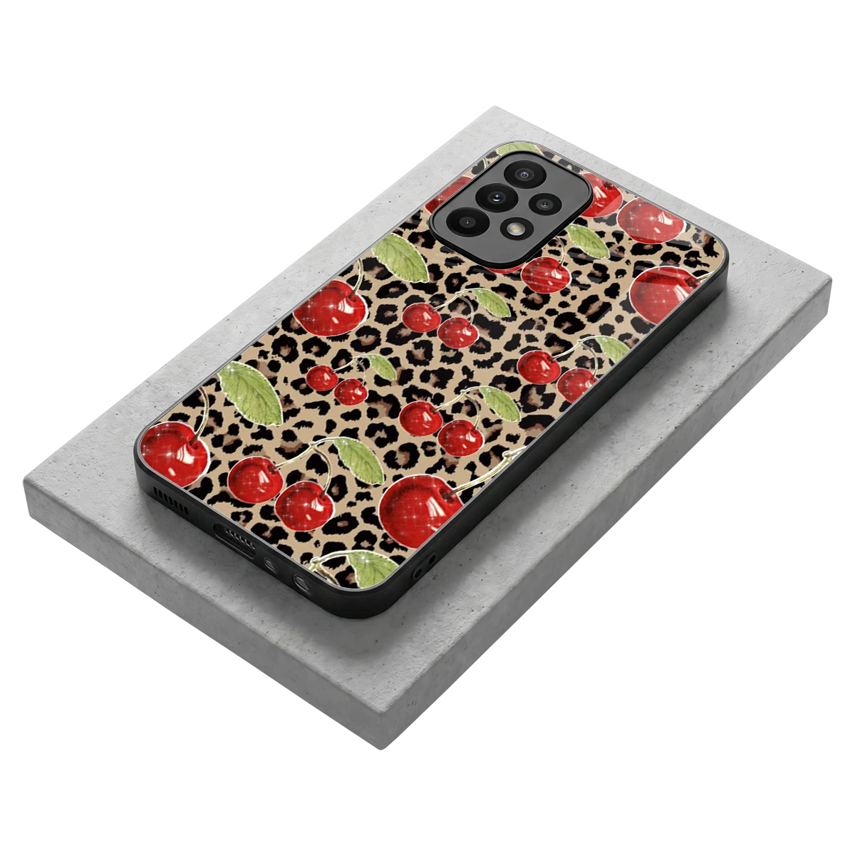 Wild Cherries stylish phone case for samsung galaxy a23 | glossy glass and slim fit