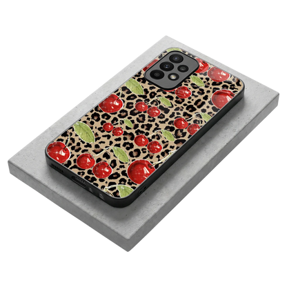 Wild Cherries stylish phone case for samsung galaxy a23 | glossy glass and slim fit