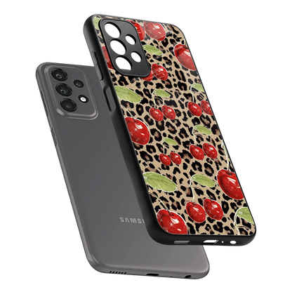 Wild Cherries sleek samsung galaxy a23 cover with tempered glass back and TPU edges