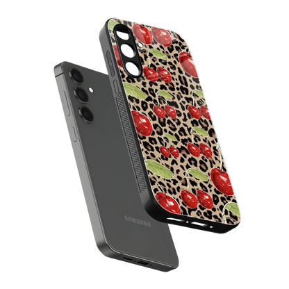 Wild Cherries sleek samsung galaxy a55 5g cover with tempered glass back and TPU edges