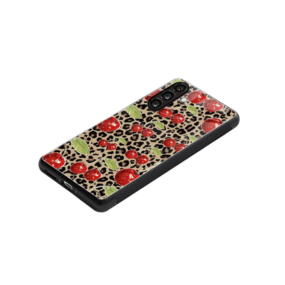 Wild Cherries stylish phone case for samsung galaxy a55 5g | glossy glass and slim fit