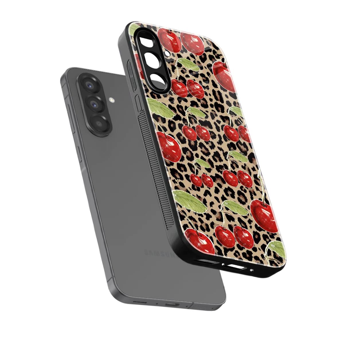 Wild Cherries sleek samsung galaxy a56 5g cover with tempered glass back and TPU edges