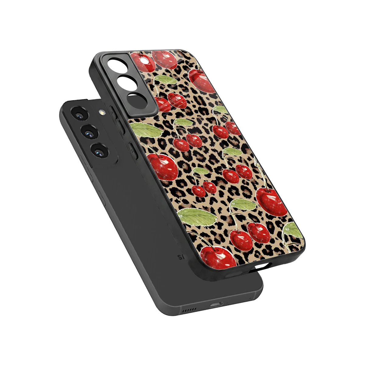 Wild Cherries sleek samsung galaxy s22 cover with tempered glass back and TPU edges