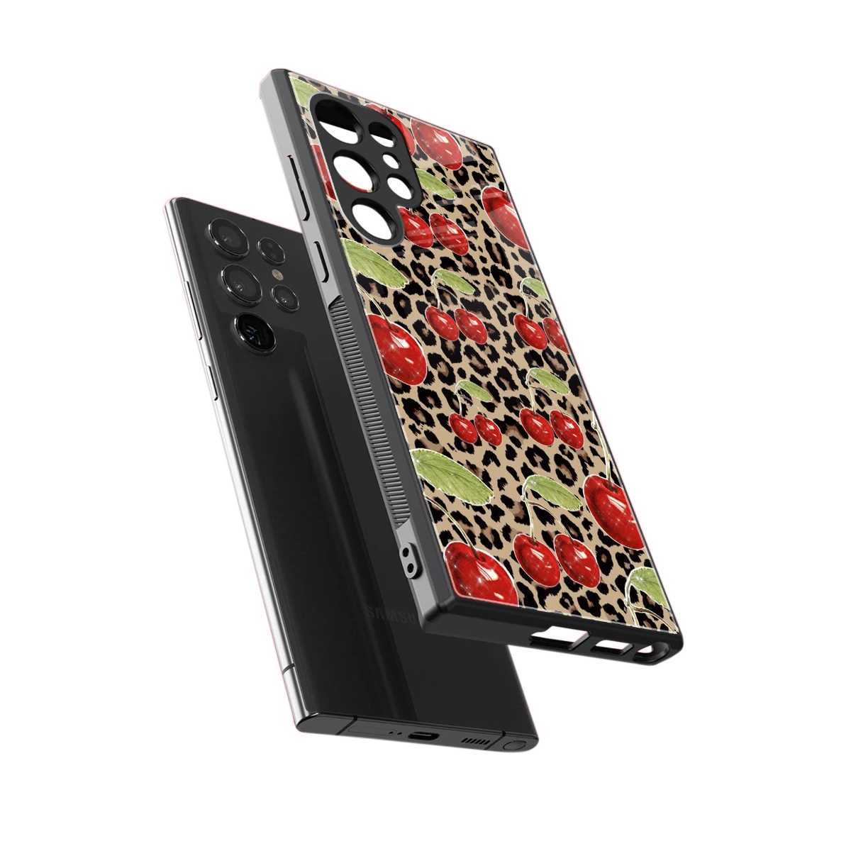 Wild Cherries sleek samsung galaxy s24 ultra cover with tempered glass back and TPU edges
