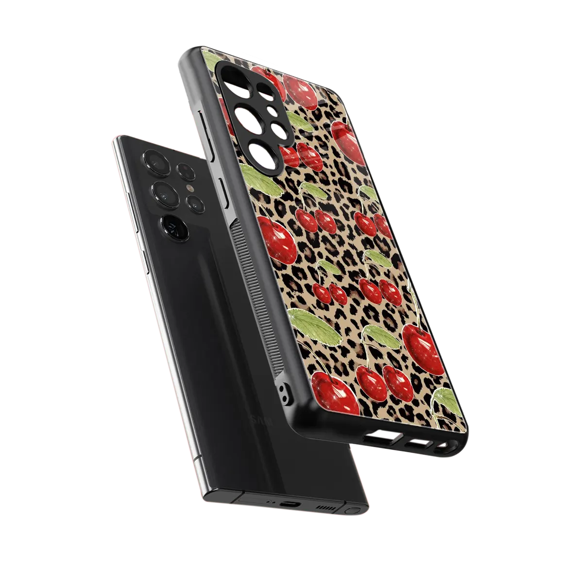 Wild Cherries sleek samsung galaxy s26 ultra cover with tempered glass back and TPU edges