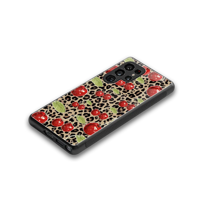 Wild Cherries stylish phone case for samsung galaxy s25 ultra | glossy glass and slim fit