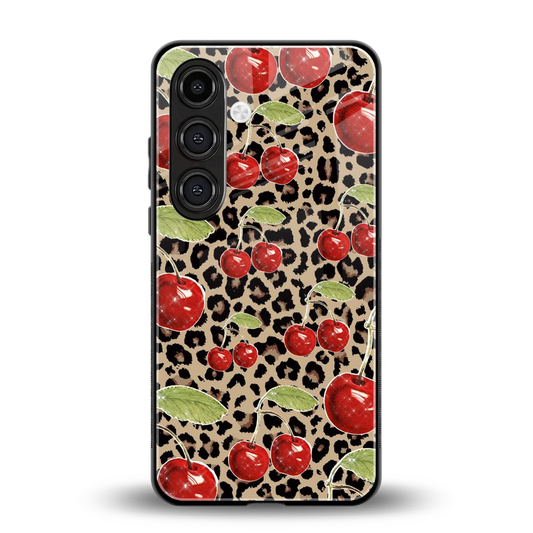 Wild Cherries back phone cover | glass case for samsung galaxy s24