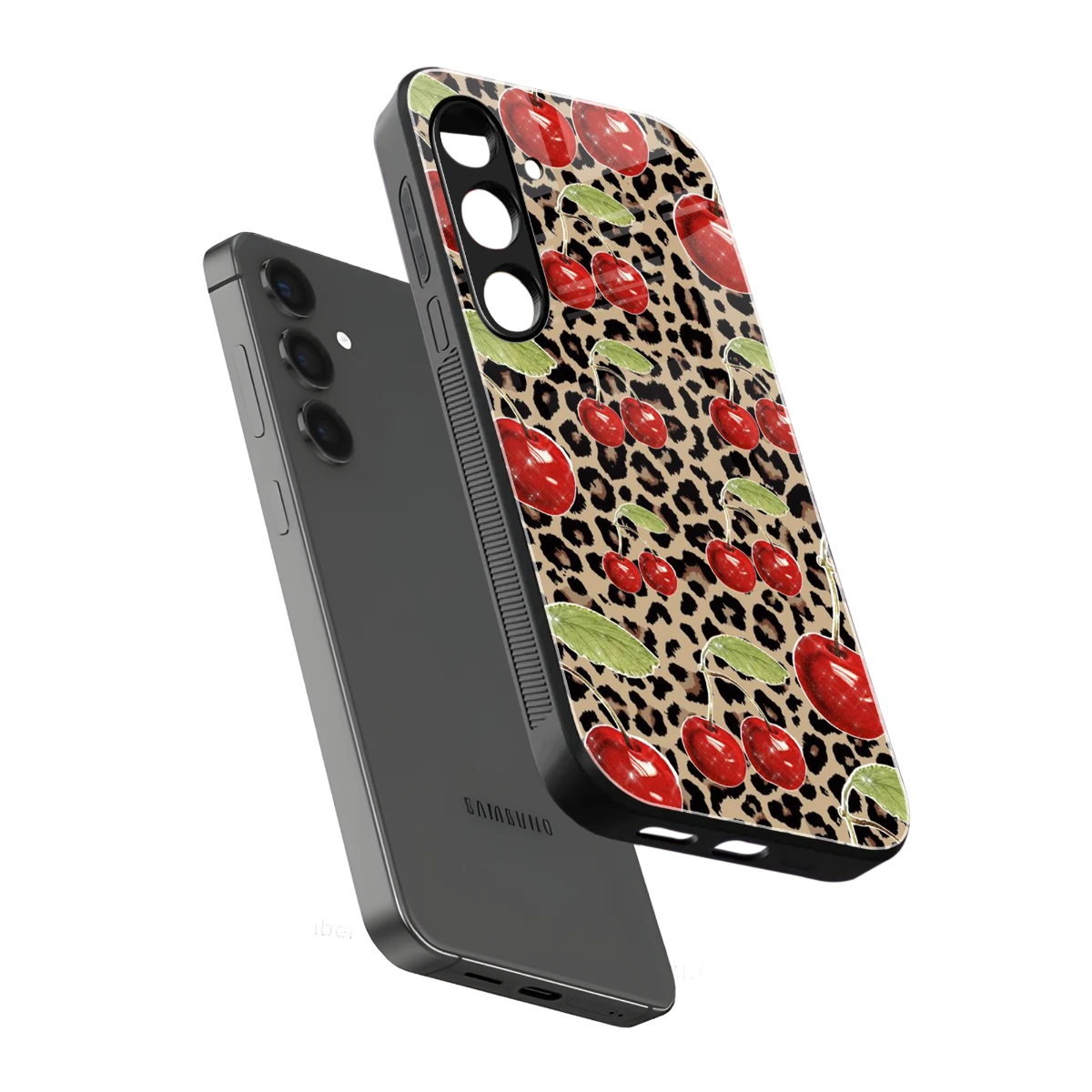 Wild Cherries sleek samsung galaxy s24 cover with tempered glass back and TPU edges
