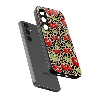 Wild Cherries sleek samsung galaxy s25 fe cover with tempered glass back and TPU edges