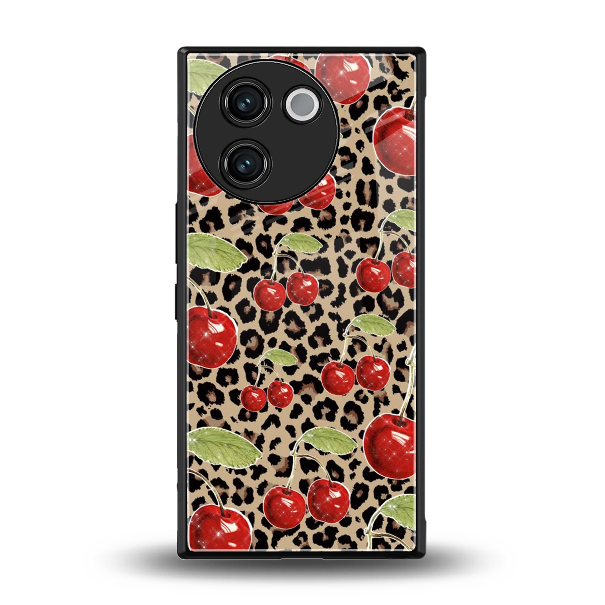 Wild Cherries back phone cover | glass case for vivo v30e