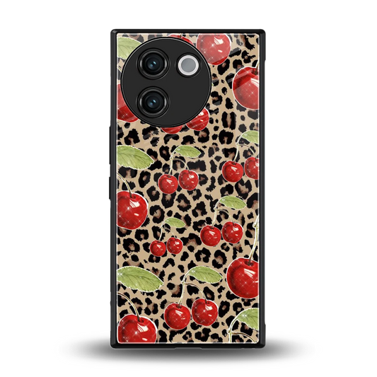 Wild Cherries back phone cover | glass case for vivo v30e