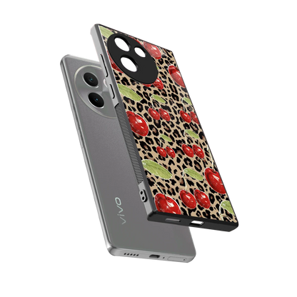 Wild Cherries sleek vivo v30e cover with tempered glass back and TPU edges